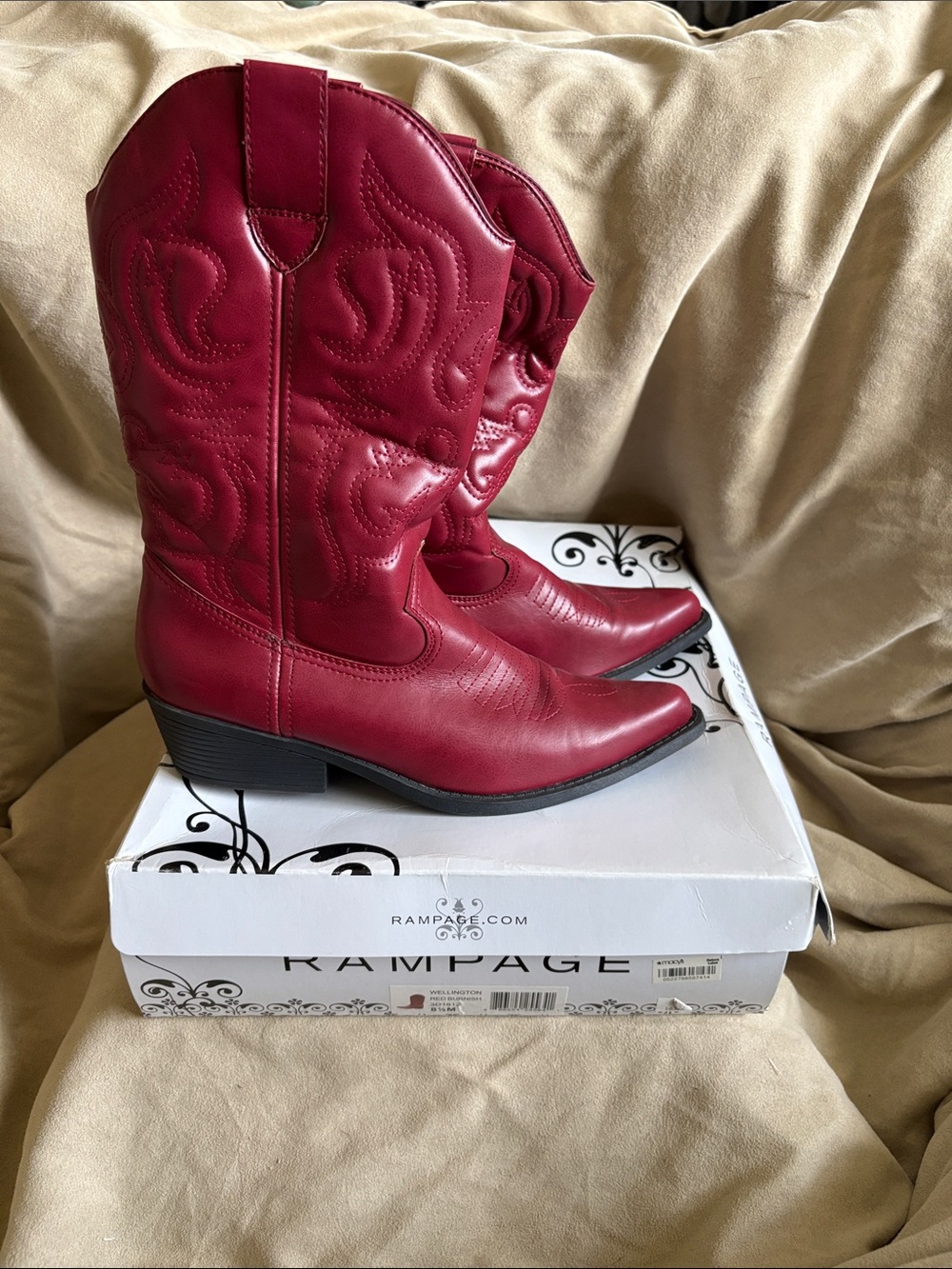 Rampage Wellington Red Western Cowboy Boots Sz 9.5